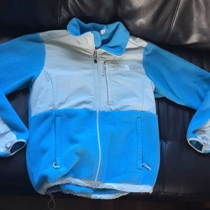 Blue Gray Fleece North Face Zip Up Jacket